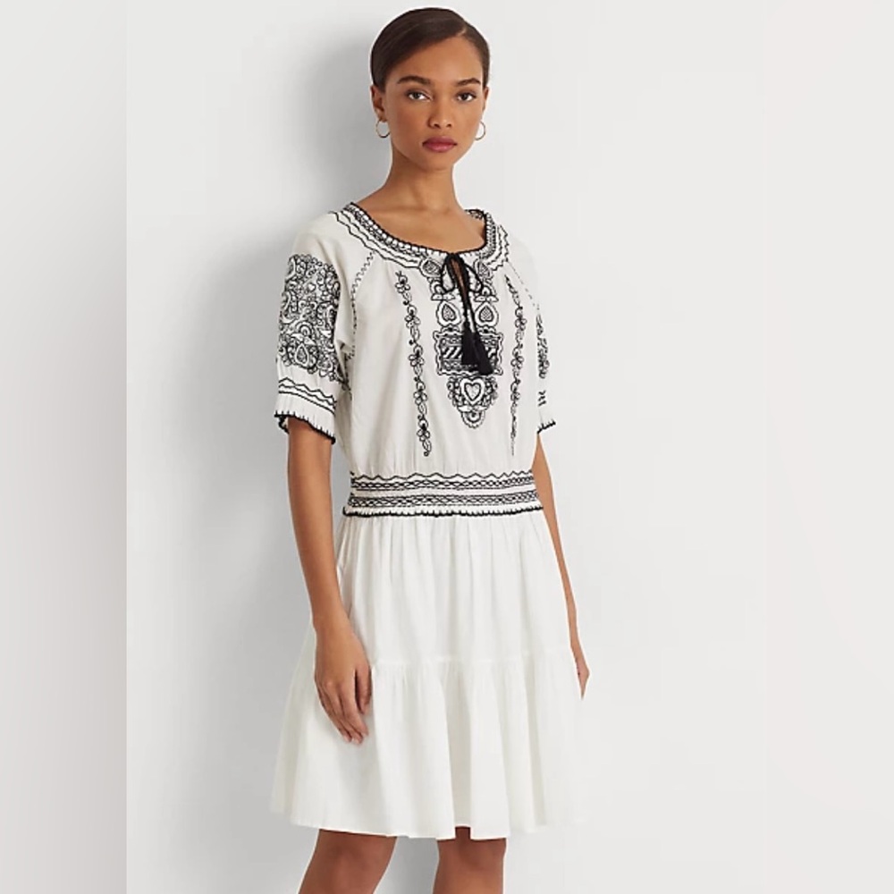 Ralph Lauren Embroidered Cotton Voile Dress, Size 6